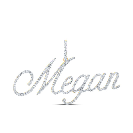 10kt Yellow Gold Womens Round Diamond MEGAN Name Pendant 1 Cttw