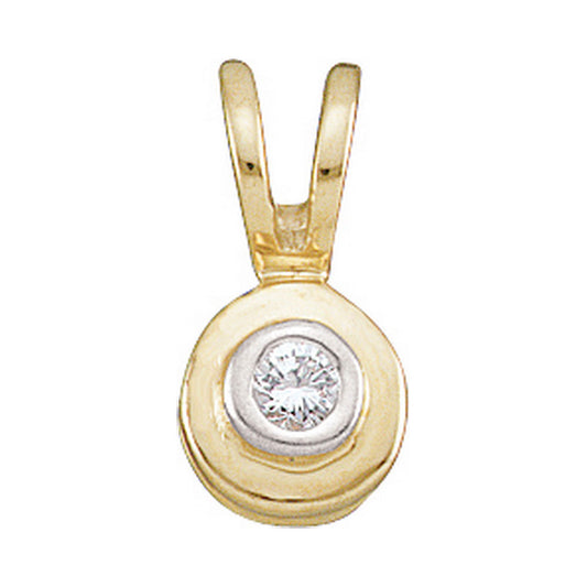 10kt Yellow Gold Womens Round Diamond Solitaire Circle Pendant .03 Cttw