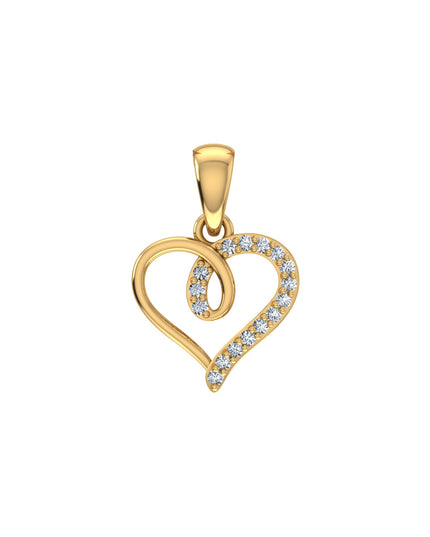 10K Yellow Gold Round Diamond Twisted Heart Pendant 1/25 Cttw