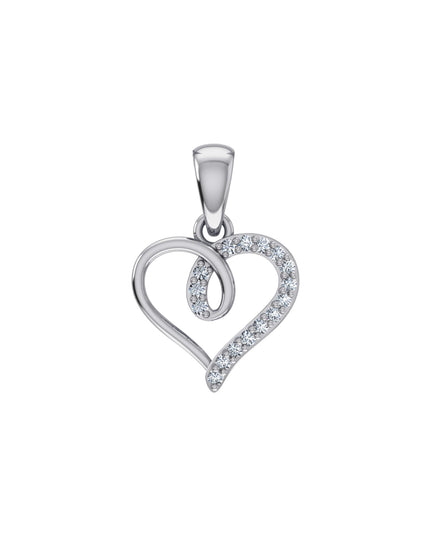 10K White Gold Round Diamond Twisted Heart Pendant 1/25 Cttw