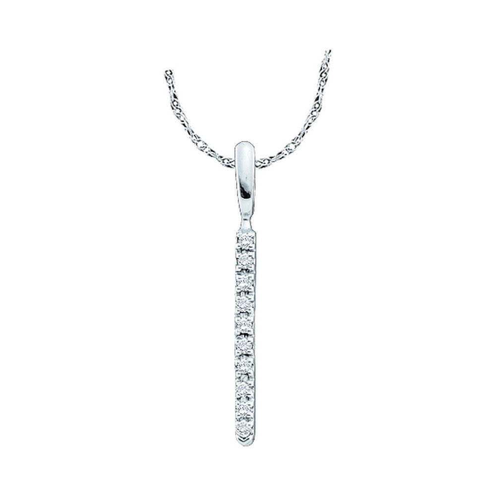 14kt White Gold Womens Round Diamond Bar Pendant 1/20 Cttw