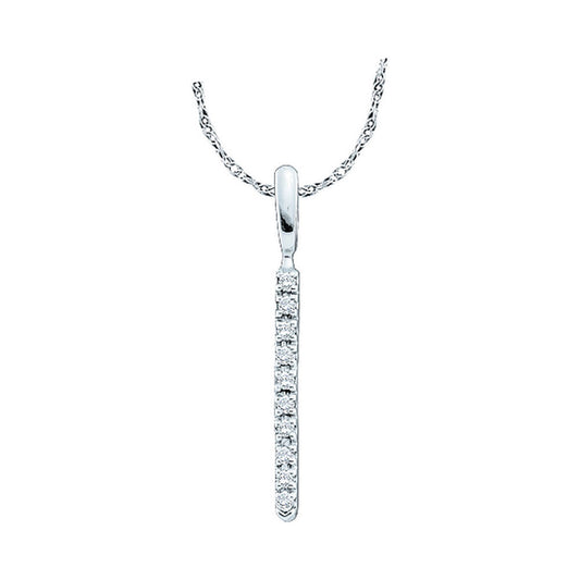 14kt White Gold Womens Round Diamond Bar Pendant 1/20 Cttw