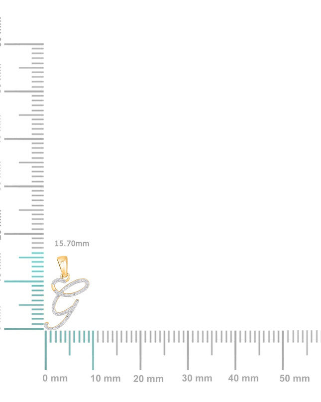 10K Yellow Gold Round Diamond G Letter Initial Pendant 1/10 Cttw