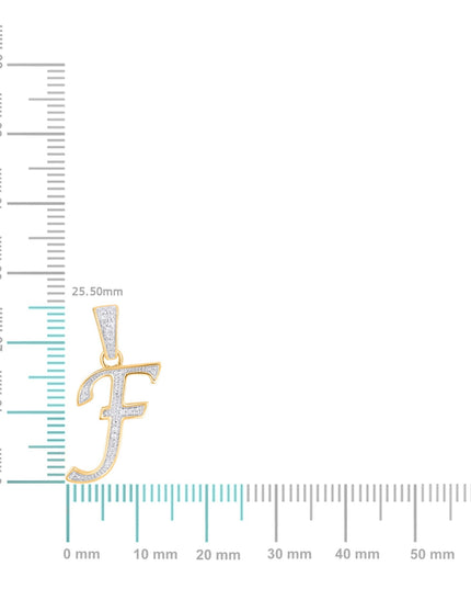 10K Yellow Gold Round Diamond F Letter Initial Pendant 1/10 Cttw