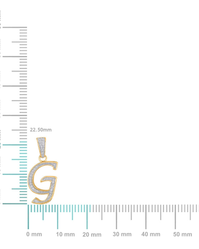 10K Yellow Gold Round Diamond G Letter Initial Pendant 1/10 Cttw