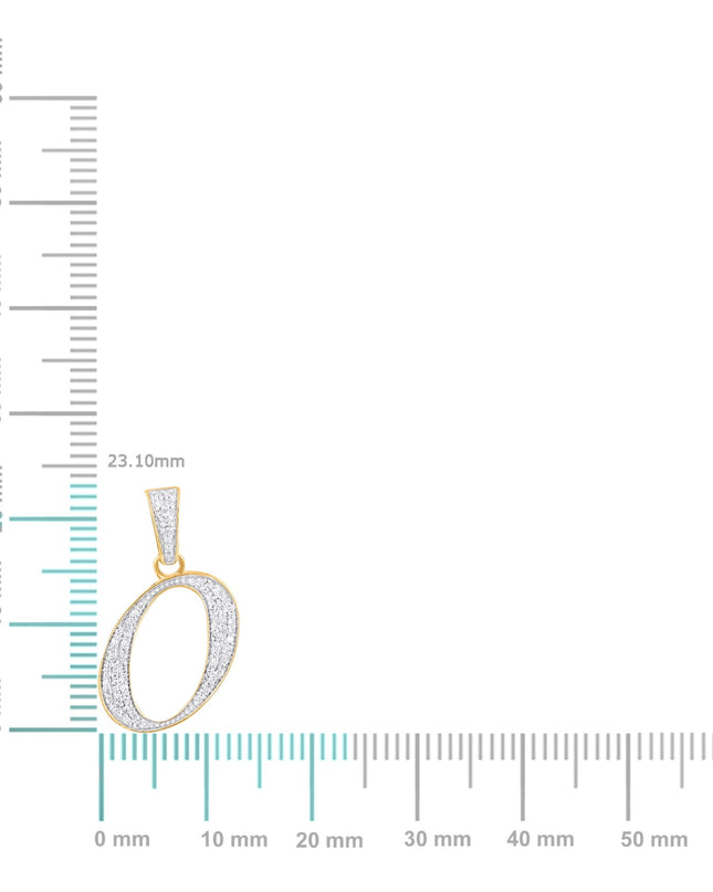 10K Yellow Gold Round Diamond O Letter Initial Pendant 1/10 Cttw