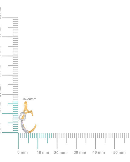 10K Yellow Gold Round Diamond C Letter Initial With Heart Pendant 1/10 Cttw
