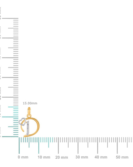 10K Yellow Gold Round Diamond D Letter Initial With Heart Pendant 1/10 Cttw