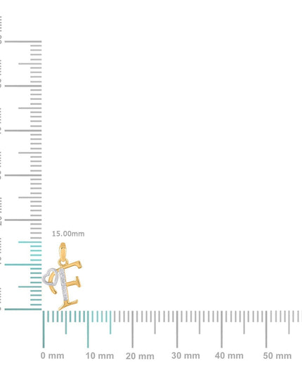 10K Yellow Gold Round Diamond F Letter Initial With Heart Pendant 1/10 Cttw