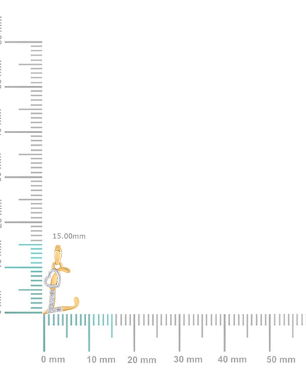 10K Yellow Gold Round Diamond L Letter Initial With Heart Pendant 1/10 Cttw