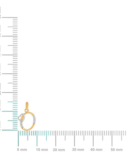 10K Yellow Gold Round Diamond O Letter Initial With Heart Pendant 1/10 Cttw