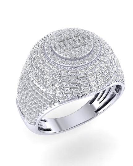 Sterling Silver Round Baguette Diamond Designer SZ 10 Mens Ring 1/1-2 Cttw