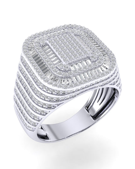 Sterling Silver Round Baguette Diamond Designer SZ 10 Mens Ring 1/1-2 Cttw
