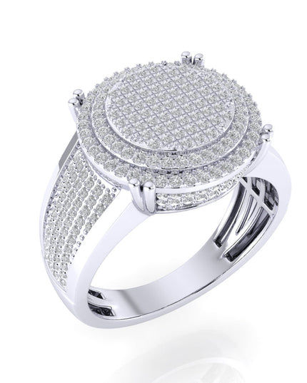 Sterling Silver Round Diamond Double Halo Designer SZ 10 Mens Ring 7/8 Cttw