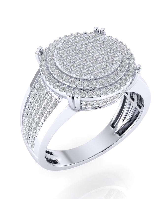 Sterling Silver Round Diamond Double Halo Designer SZ 10 Mens Ring 7/8 Cttw