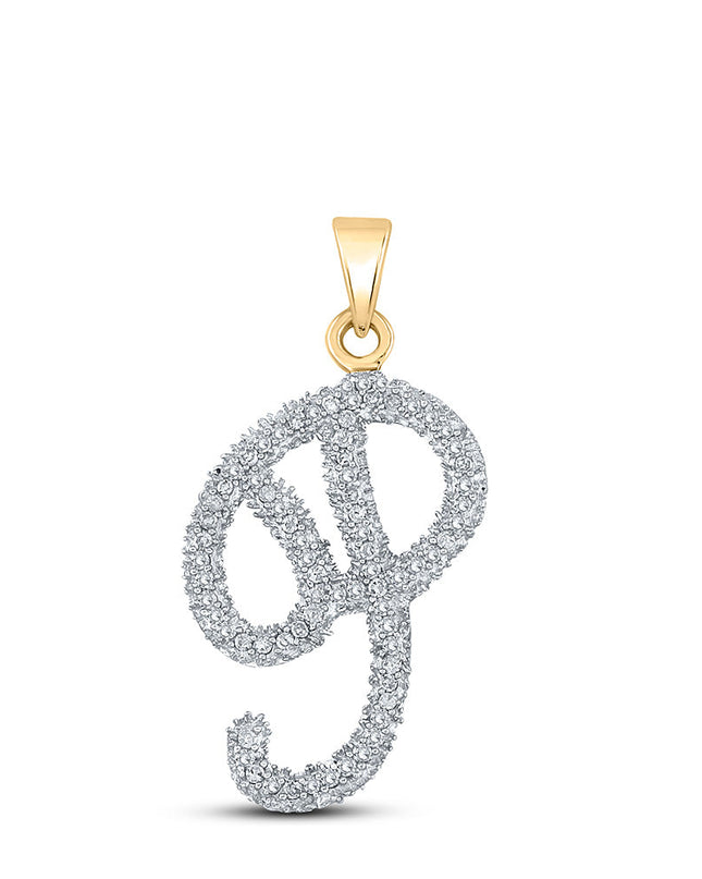 10kt Yellow Gold Womens Round Diamond Initial P Letter Pendant 1/5 Cttw