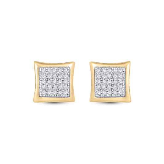 10kt Yellow Gold Round Diamond Kite Square Earrings 1/6 Cttw