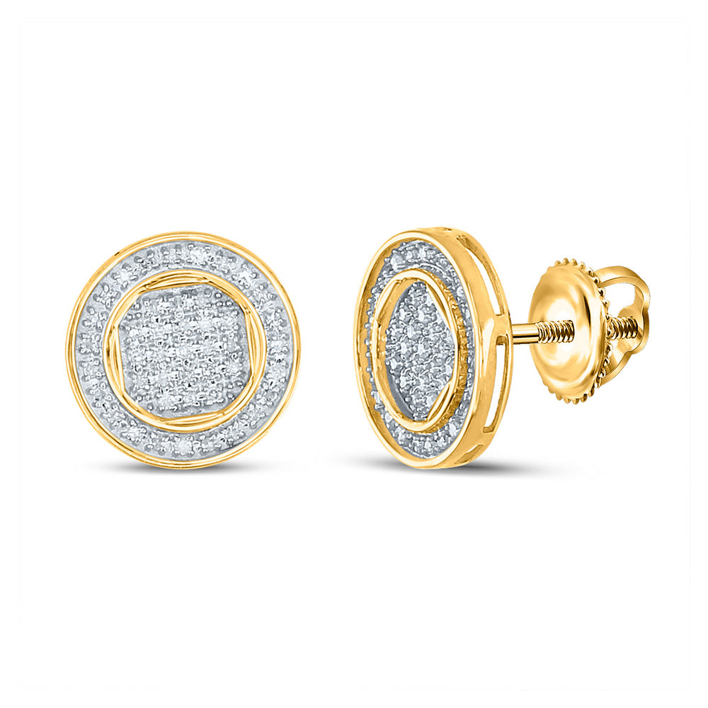 10kt Yellow Gold Round Diamond Circle Earrings 1/4 Cttw