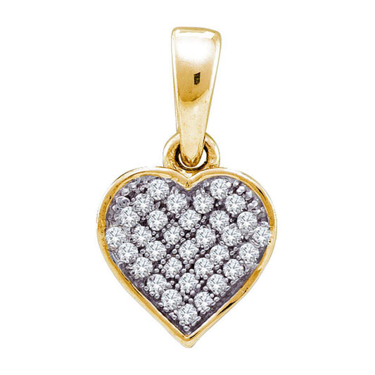 Yellow-tone Sterling Silver Womens Round Diamond Heart Pendant 1/10 Cttw