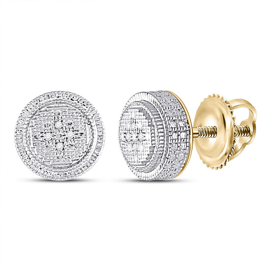 Yellow-tone Sterling Silver Round Diamond Circle Earrings .02 Cttw