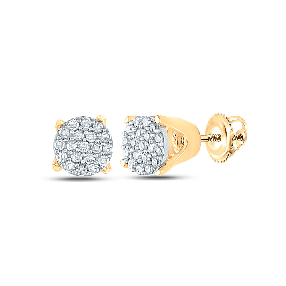 10kt Yellow Gold Womens Round Diamond Cluster Earrings 1/8 Cttw