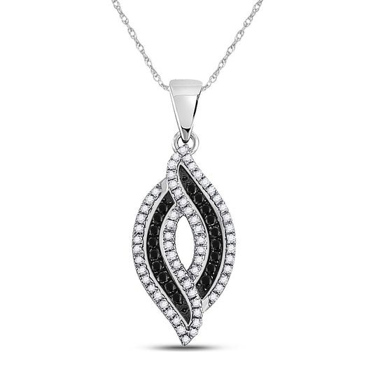 10kt White Gold Womens Round Black Color Enhanced Diamond Fashion Pendant 1/3 Cttw