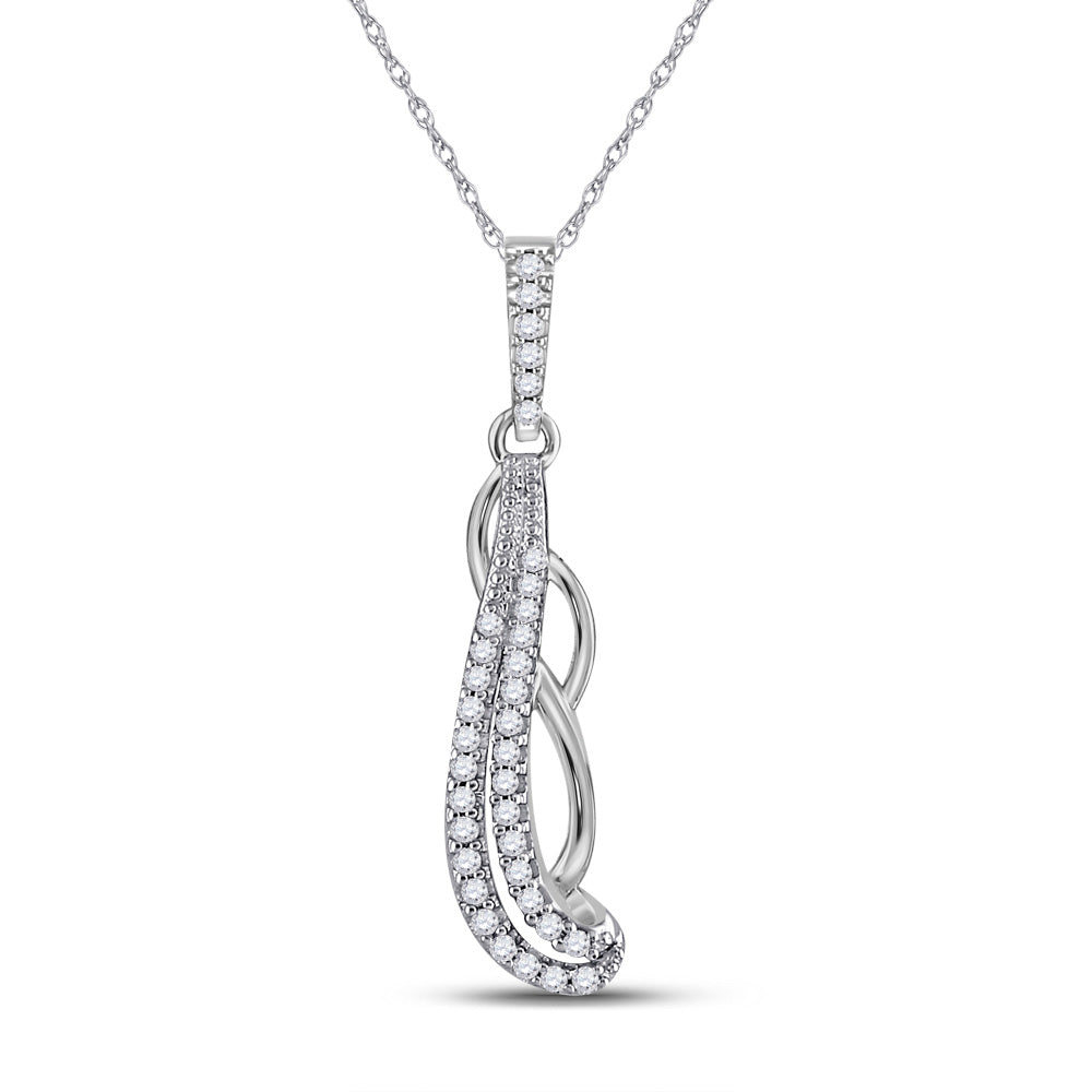 10kt White Gold Womens Round Diamond Dangle Fashion Pendant 1/8 Cttw