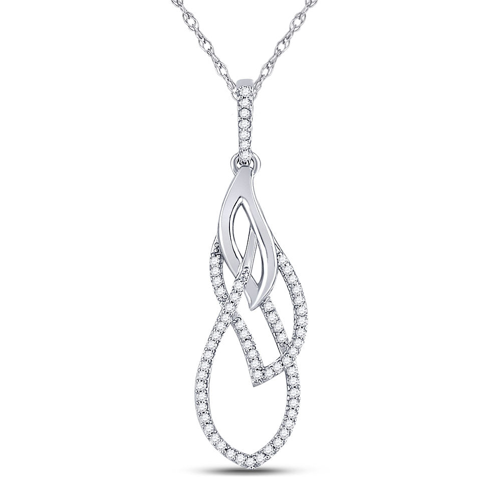 10kt White Gold Womens Round Diamond Fashion Pendant 1/6 Cttw