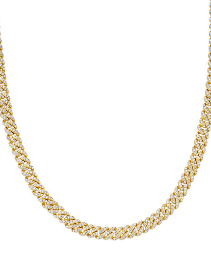 Sterling Silver Moissanite 6mm Cuban Chain Necklace 22IN GP