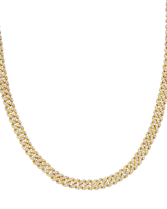 Sterling Silver Moissanite 6mm Cuban Chain Necklace 22IN GP