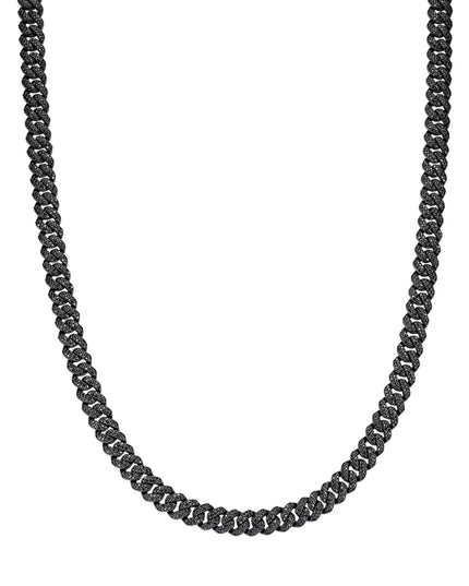 Sterling Silver 8mm Round Black Moissanite Miami Cuban Chain 22 Inch Mens Necklace BP+BP 13-3/4 Cttw