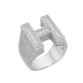 Sterling Silver Round Baguette Moissanite Cluster Initial H Letter Mens Ring 10 RP 5 Cttw