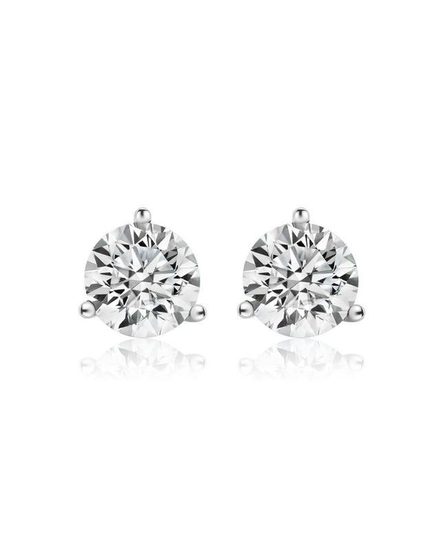 3-Prong Martini Lab Diamond Solitaire Earrings in 14K Gold