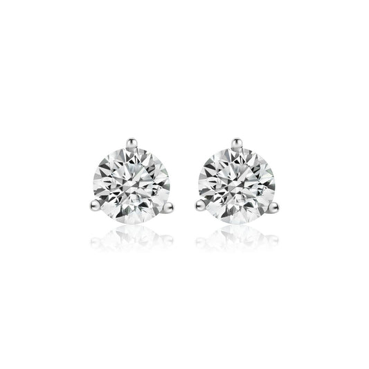 3-Prong Martini Lab Diamond Solitaire Earrings in 14K Gold