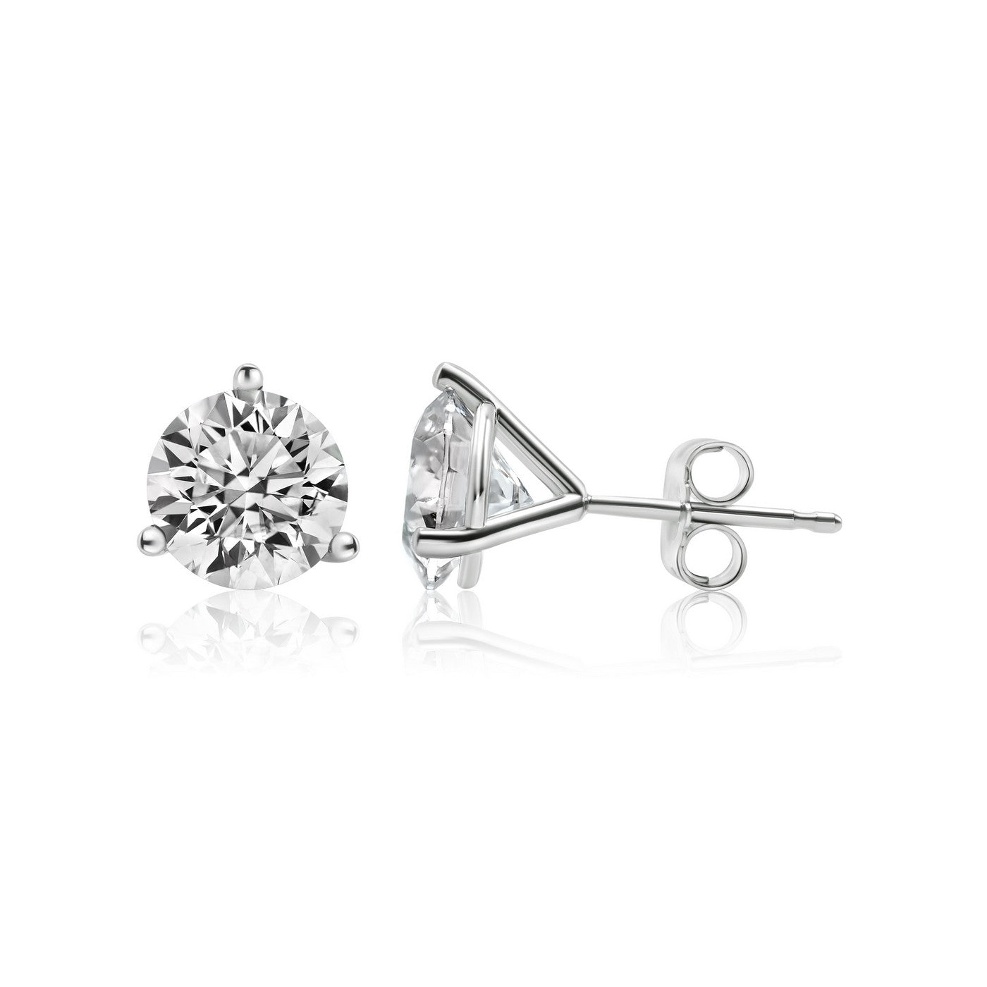 3-Prong Martini Lab Diamond Solitaire Earrings in 14K Gold