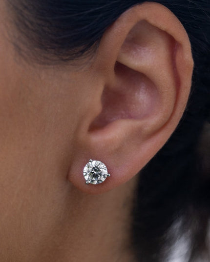 3-Prong Martini Lab Diamond Solitaire Earrings in 14K Gold