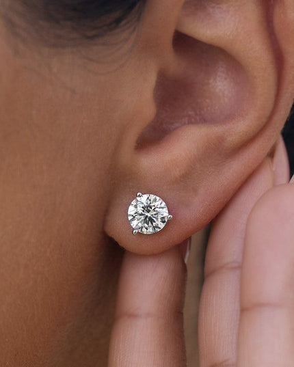3-Prong Martini Lab Diamond Solitaire Earrings in 14K Gold