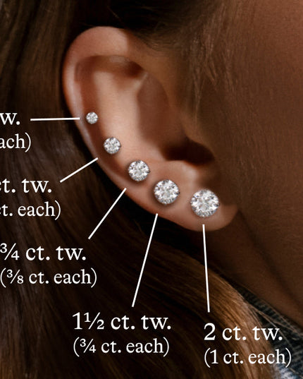 3-Prong Martini Lab Diamond Solitaire Earrings in 14K Gold