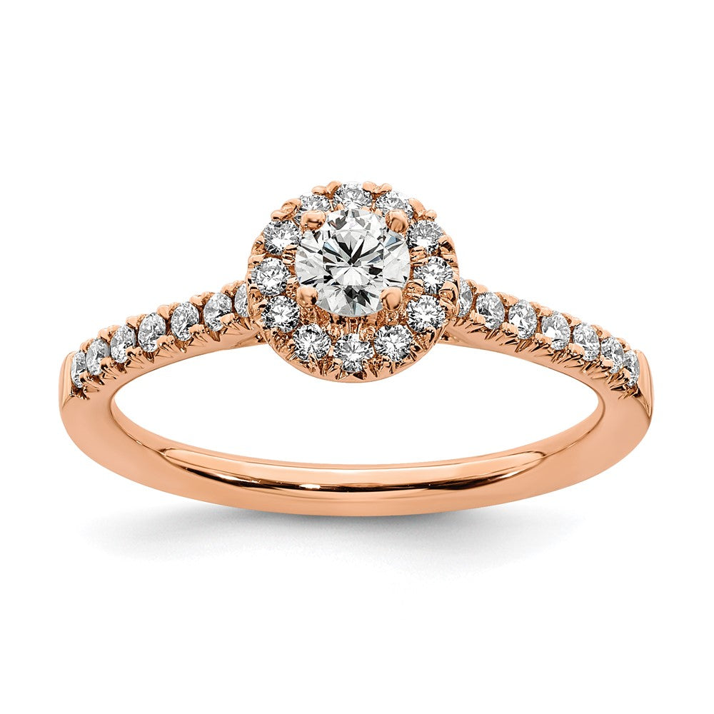 14K Rose Gold Eternal Promise Lab Grown VS/SI FGH Dia Halo Complete Ring