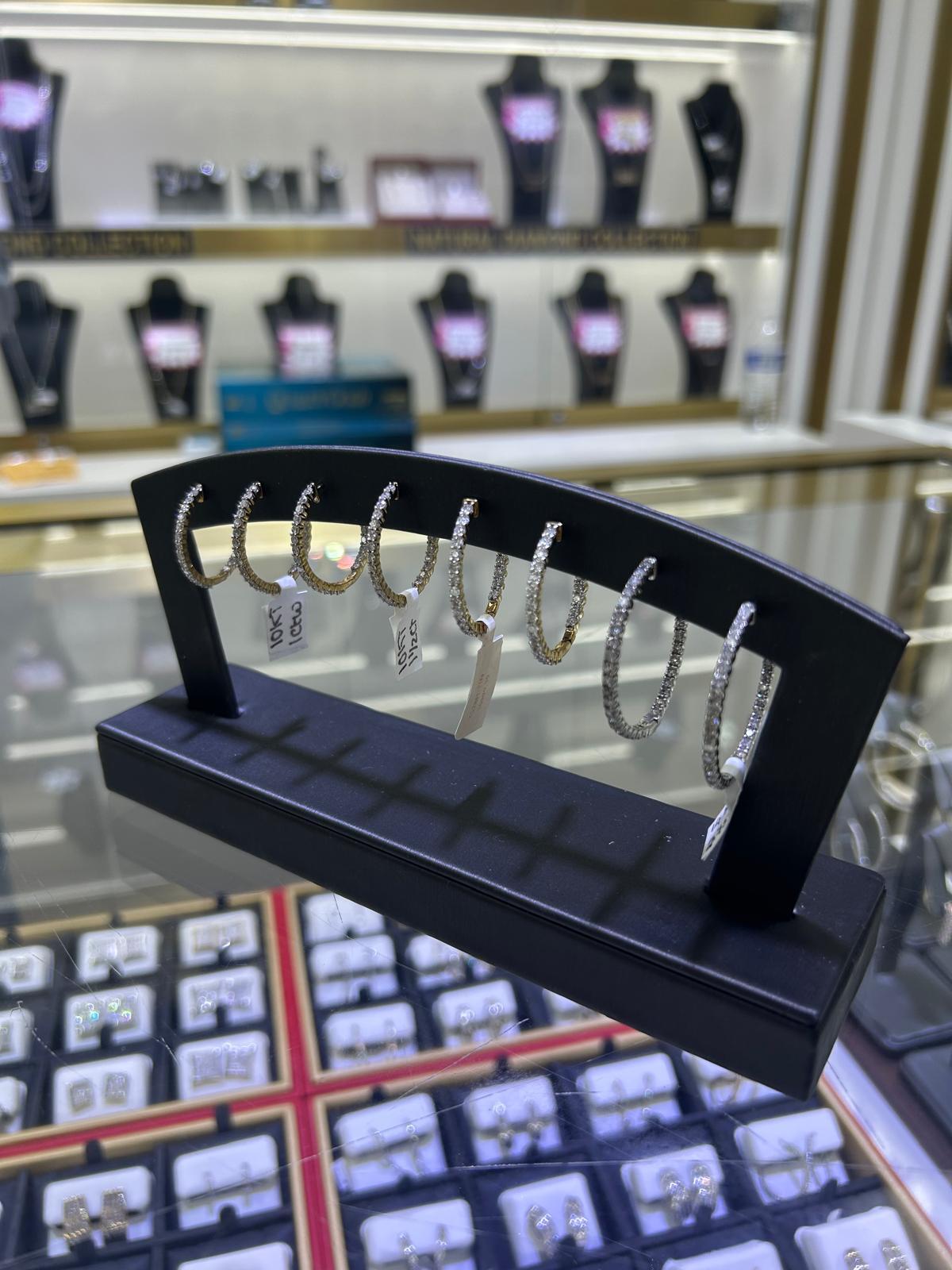 Diamond hoop earrings display